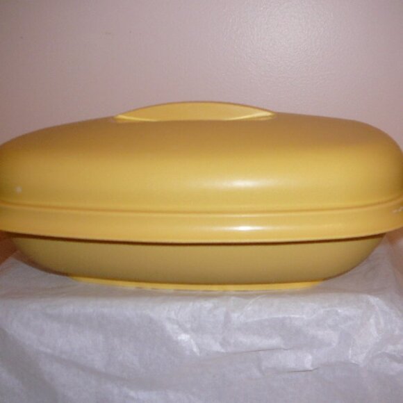 Vintage Tupperware Harvest Gold White Microwave Rice Vegetable Steamer 3 Pc Set - Picture 1 of 6